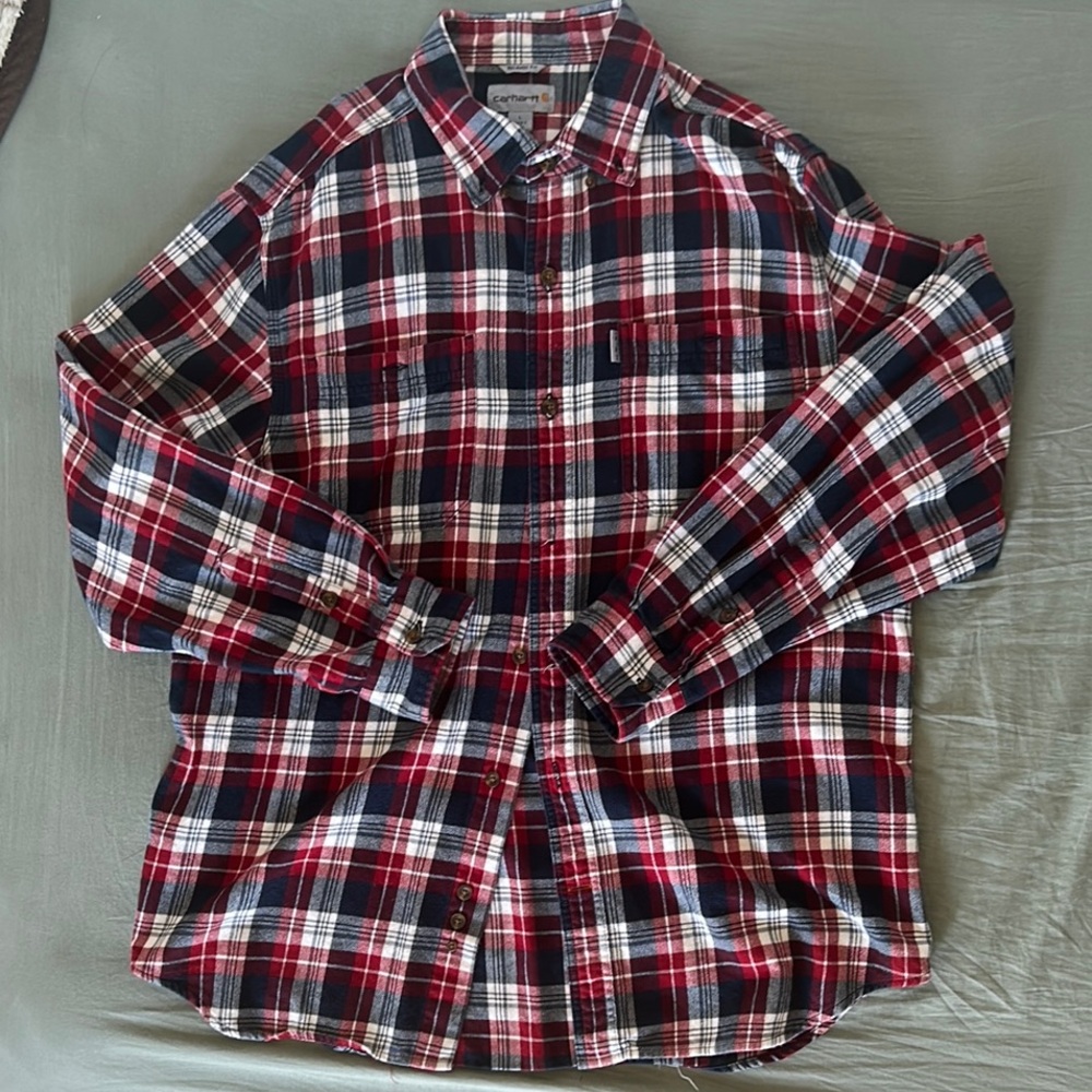 Carhartt Men's Plaid Shirt - Large Size Relaxed Fit